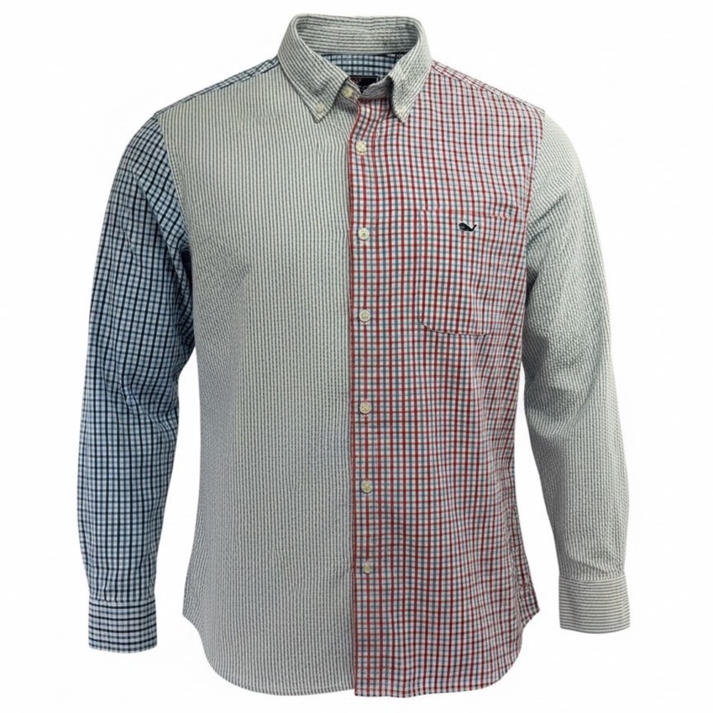 Vineyard Vines Seesucker Multicolor Mens Large Mixed Pattern B/D L/S Shirt (U8) - Picture 1 of 6